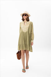 Vestido Curto Calydon Chá/Dourado